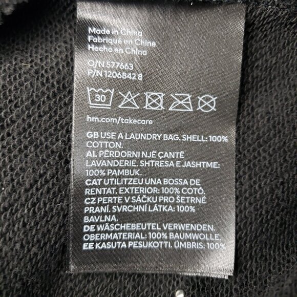 H&M Women Small Pearl Beaded Heavy Cotton Black Sweatshirt NWT - Picture 6 of 11